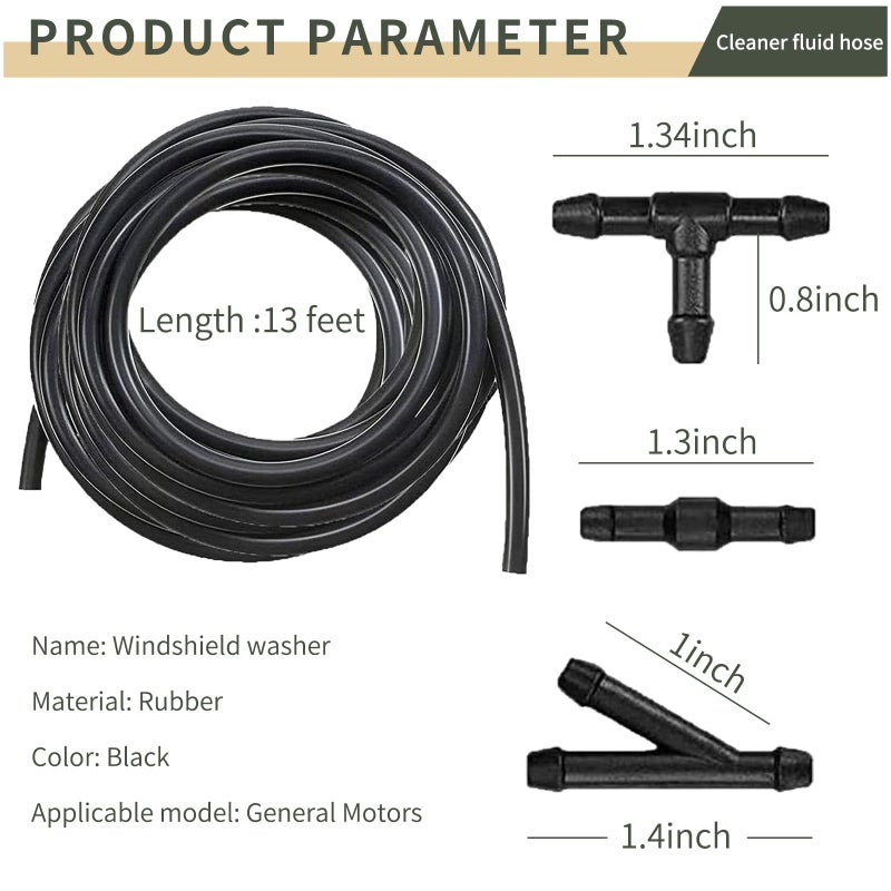 Tesnaao 30 PCS Car Windshield Washer Hose Kit  13.1Ft Washer Fluid Hose & T-type Y-type I-type Hose Connector  Connect Water Pump and Nozzle Mounting Kit  Universa Replace Accessories for Car (Black) - Image 2